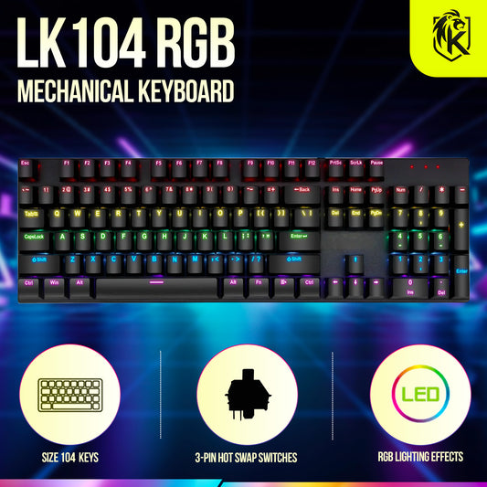 LK104 Hot-swap Mechanical Keyboard  (Black)