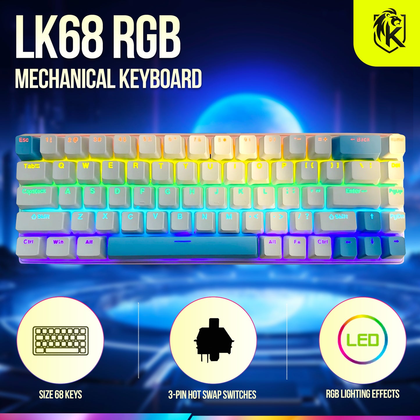 LK68 Hot-swap (White Blue)